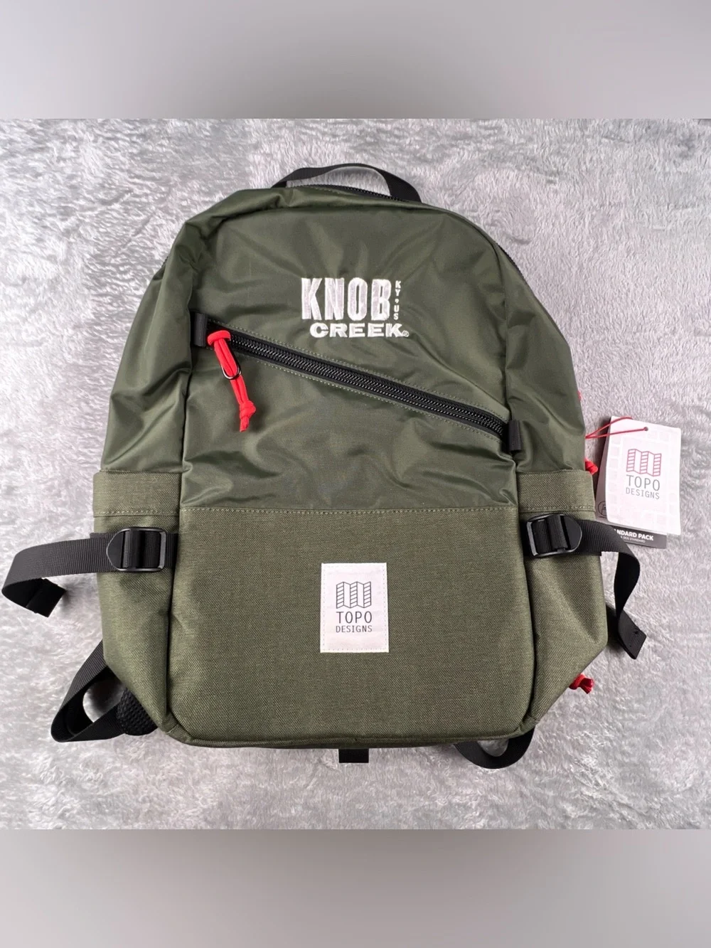 Topo Designs Standard Pack Backpack Olive Green Knob Creek Logo Laptop 22L NWT
